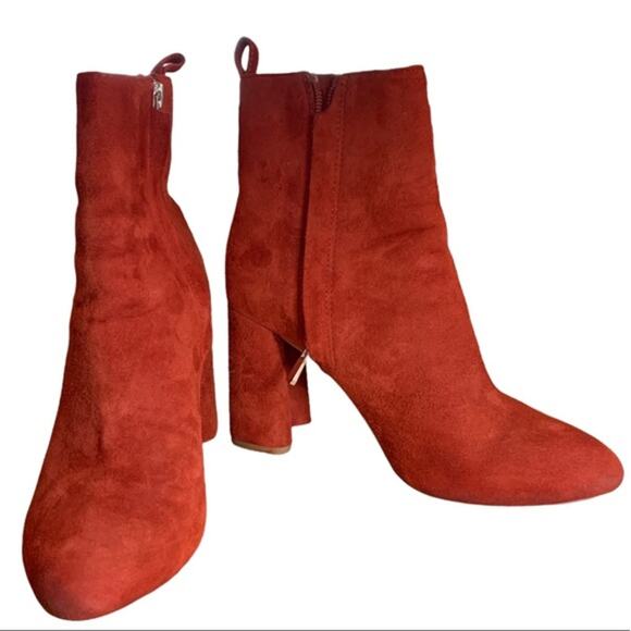 & other stories Stockholm bootie shoe red suede leather side zipper size 7 37 Eu - Picture 3 of 15